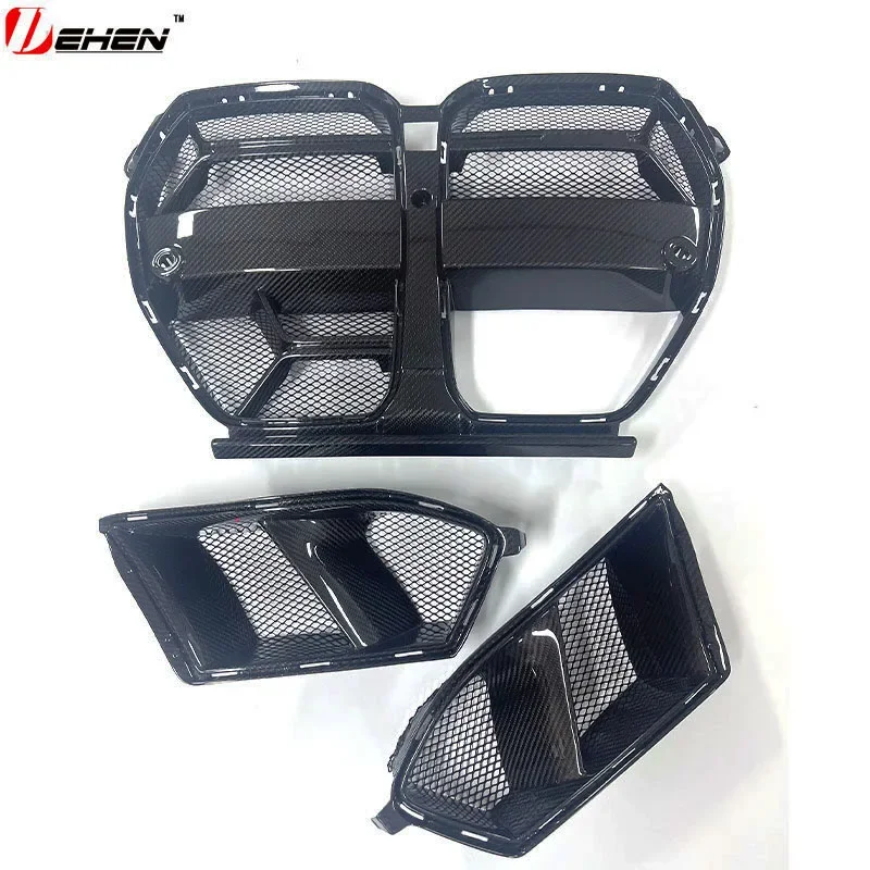 Bumper Racing Grills For BMW G80 G81 M3 G82 G83 M4 2021-in Real  Fiber Front Kidney Grille xDrive Competition Auto Fitment！