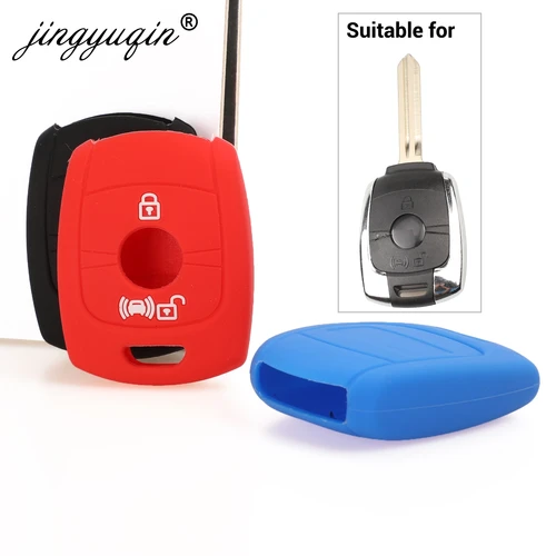 Jingyuqin-funda de silicona para llave remota de 2 botones, Fob para SsangYong Actyon Kyron Rexton Korando, cubierta de goma para llaves con estilo de coche