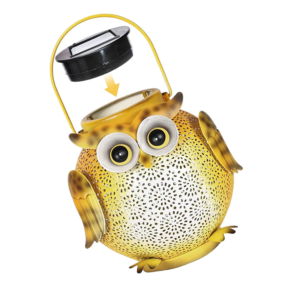 في الهواء الطلق فانوس للطاقة الشمسية IP44 مقاوم للماء الحديد الفن حديقة ديكور ضوء البومة الشمسية فناء إضاءة زينة ضوء دافئ لساحة الفناء