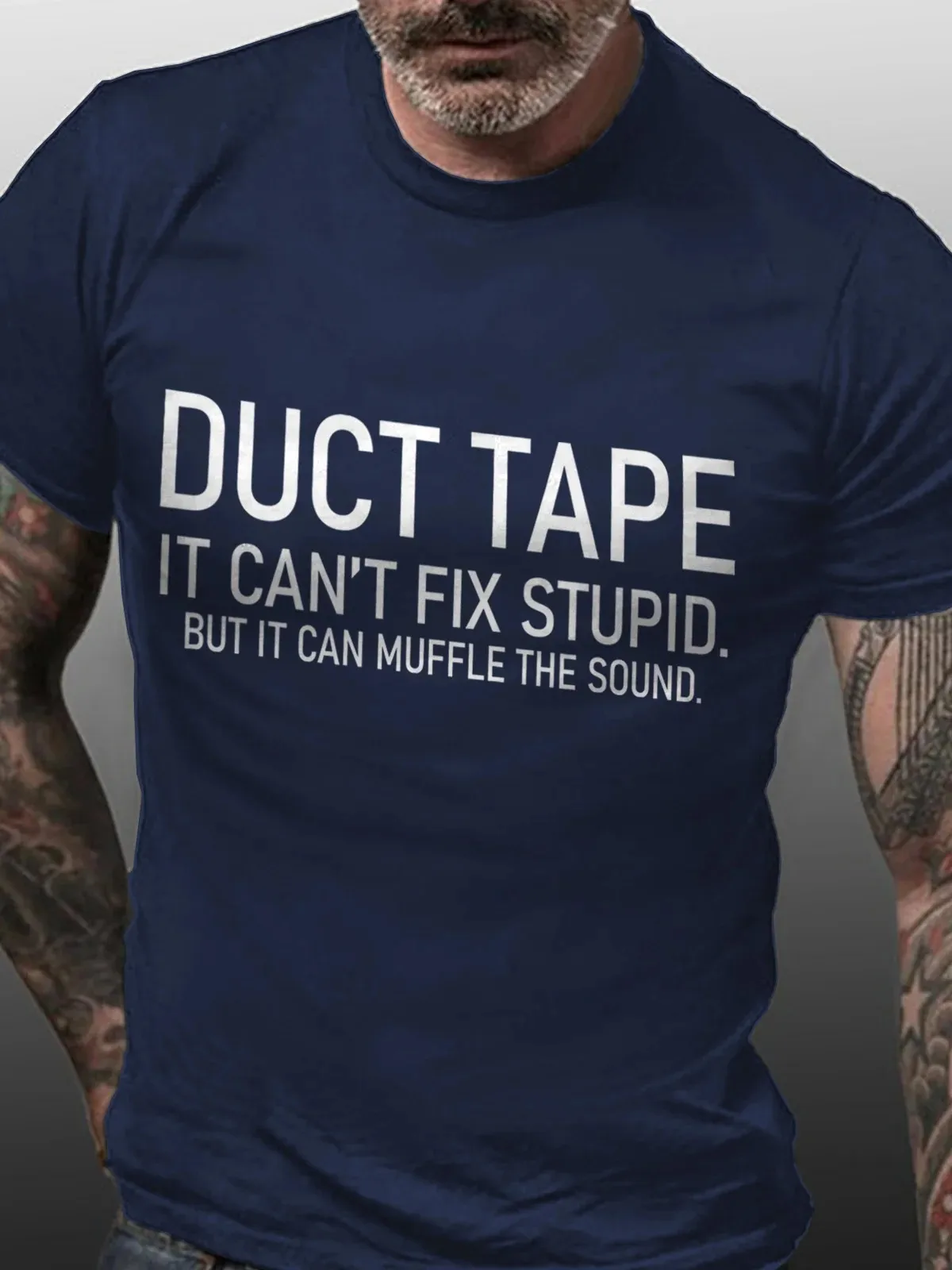 Duct Tape It Can't Fix Stupid But It Can Muffle The Sound Cotton Blends Crew Neck Short Sleeve T-shirt image 4