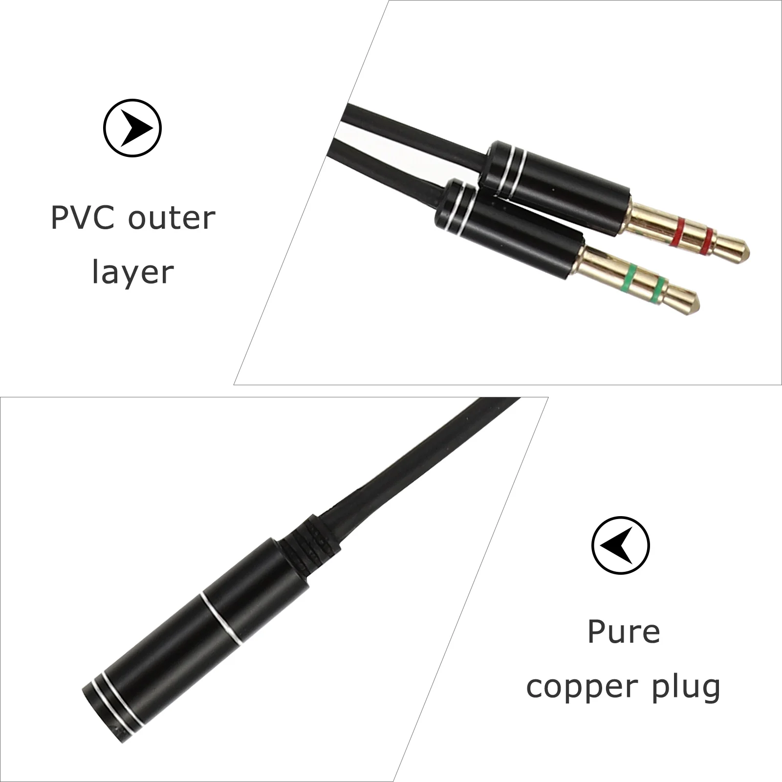 

2Pcs 3.5mm Audio Extension Cable Aluminum Housing Oxygen Free Copper Wire Y Splitter for Earphones Microphone Combo Adapter Cord