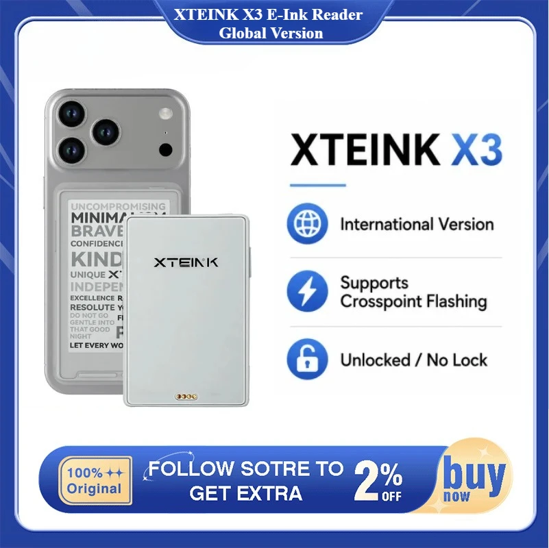Global Version XTEINK X3 E-Ink Reader Support Multi Language 3.7 Inch 16GB Magnetic Portable Ultra Thin Pocket E-book Readers