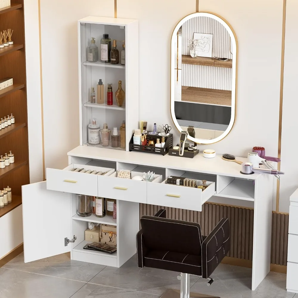 محطة صالون الحلاقة، مجموعة معدات صالون تصفيف الشعر على الحائط، مجموعة أثاث سبا التجميل #6