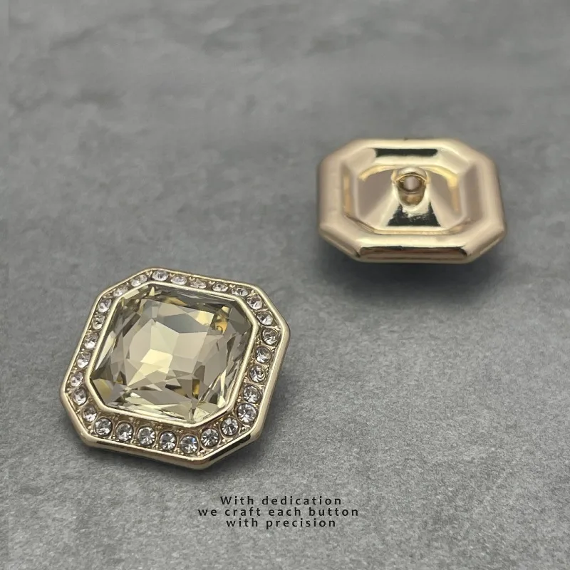 2 قطعة أزياء وأنيقة مضلع مربع حجر الراين سبائك الزنك زر DIY بها بنفسك الملابس فساتين جاكيتات شيونغسام الجينز قبعة أكياس