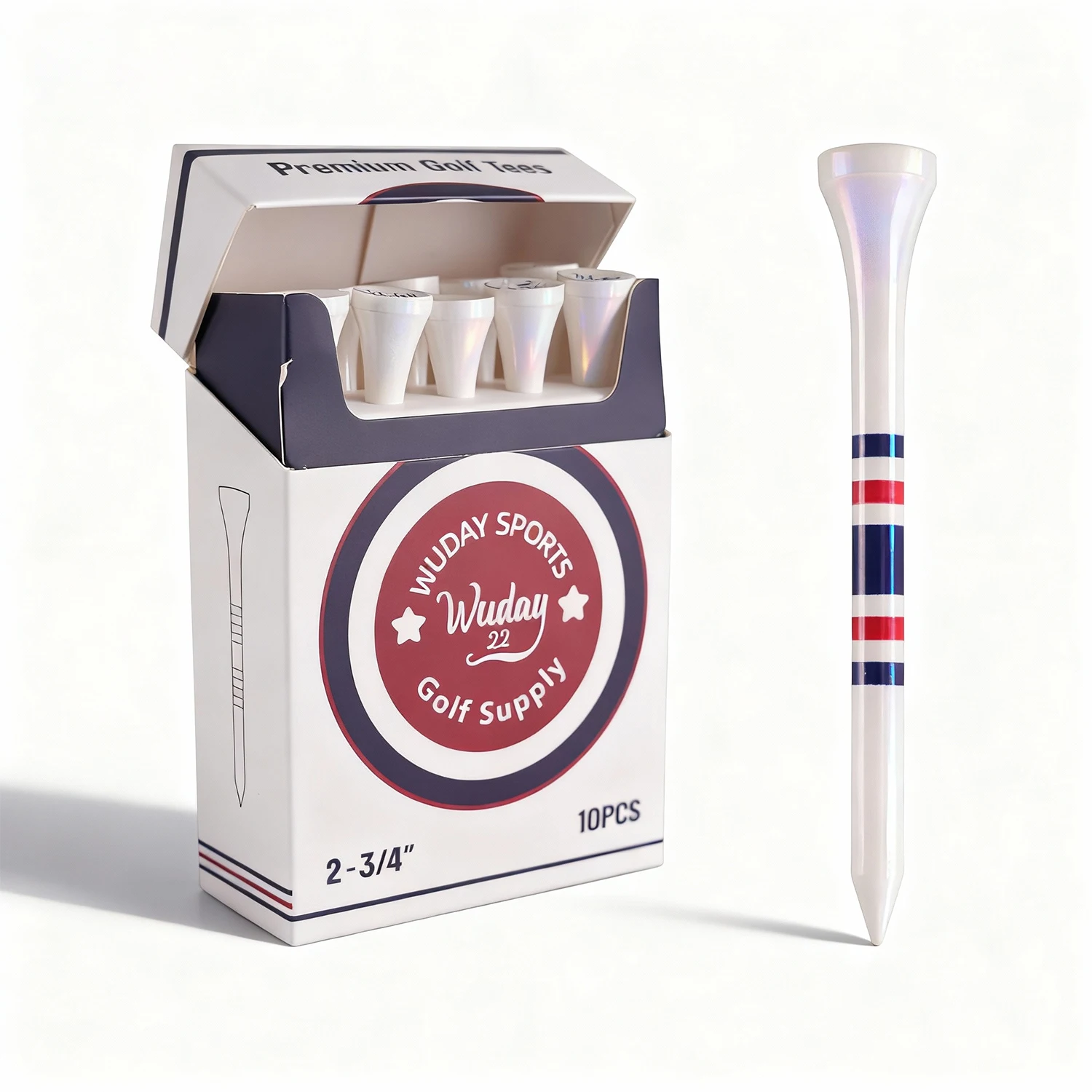 Tees de golf - Boîte de dix pièces, attrayants et durables, robustes et longue durée de vie