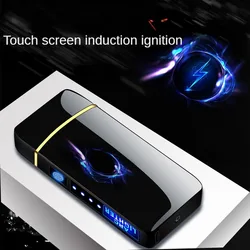 Electric Lighter Double Arc LED Display USB Rechargeable Smoking Accessories Outdoor Windproof Touch SensitiveHigh power Lighter
