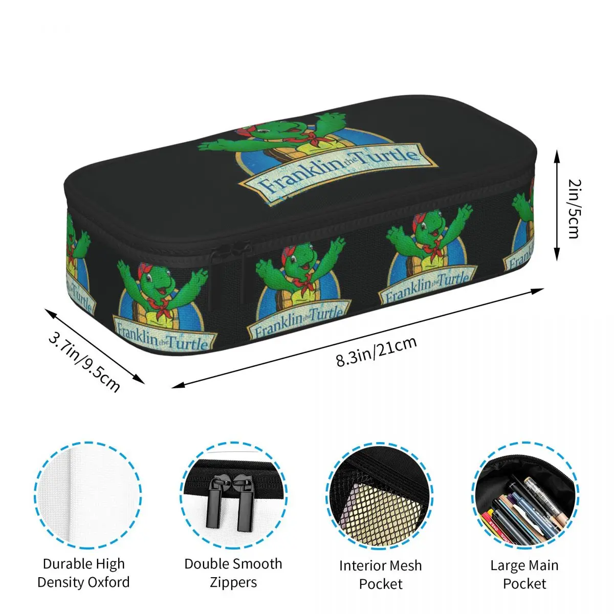 Vintage Franklin The Turtle Pencil Case for Students Gifts Pen Box Pencil Bag Stationery Supplies Pen Holder Bag