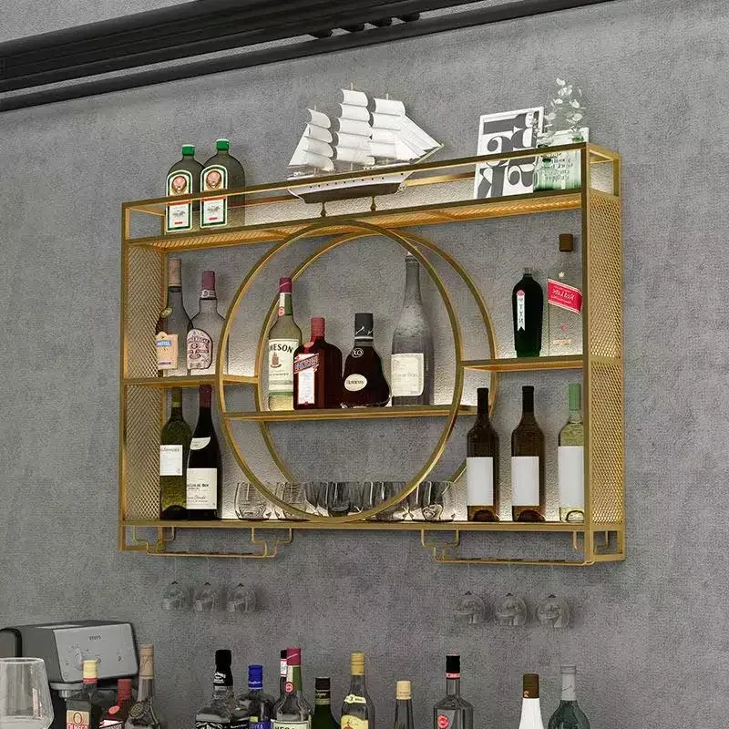 Europe Wine Rack Wall Mini Gold Black Home Kitchen Industrial Indoor Modern Small Living Room Club Vitrine Bar Home Cabinets