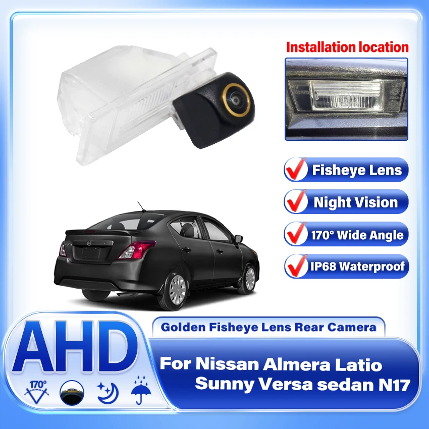 

CCD HD AHD Fisheye Rear View Camera For Nissan Almera Latio Sunny Versa sedan N17 2012-2019 Car Backup Reverse Parking Monitor