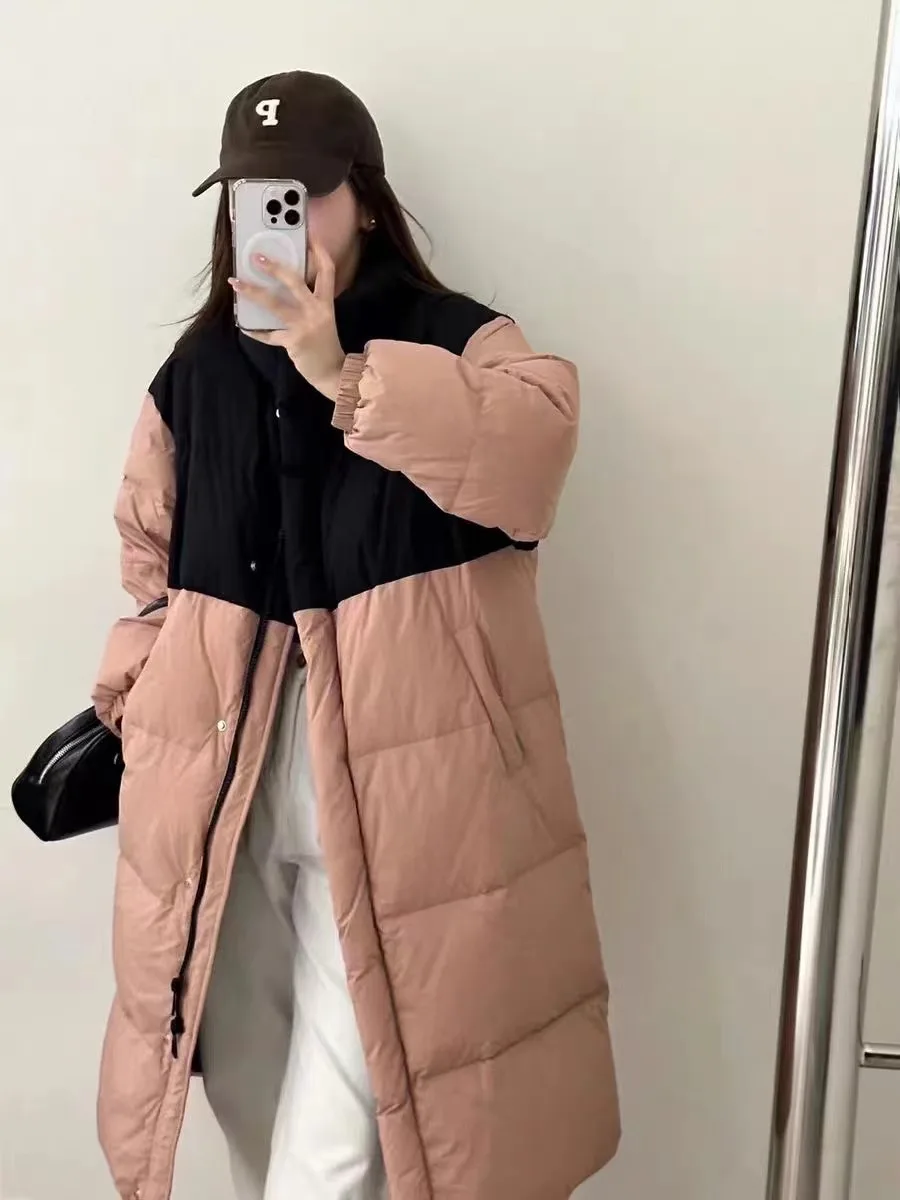 

Autumn and Winter Fashion Women's Down Jacket Commuter Splicing Color Contrasting Down Jacket