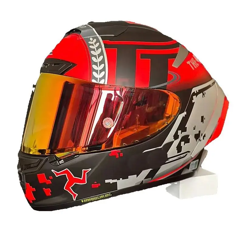 X-Spirit 3 الأحمر جزيرة مان TT خوذة الوجه سباقات الشارع سباق X14 سكوتر خوذة X-Fourteen دراجة نارية خوذة كاسكو نتوء (غطاء)