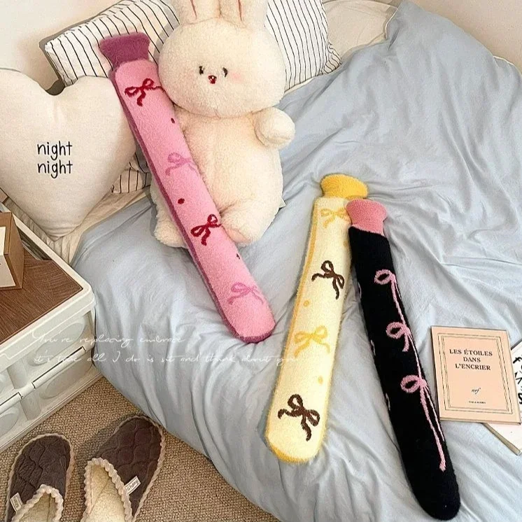 75x10.5cm Long Hot Water Bottles Bag Cute Removable Cover Extra Long Rubber Hot Water Bottle Waist Hand Foot Warmer