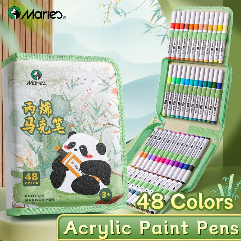 48 Colors Marie's Acrylic Markers with Case,Waterproof Pen Set for Cards,Note,Journaling,Writing,Coloring for Artist and Adults