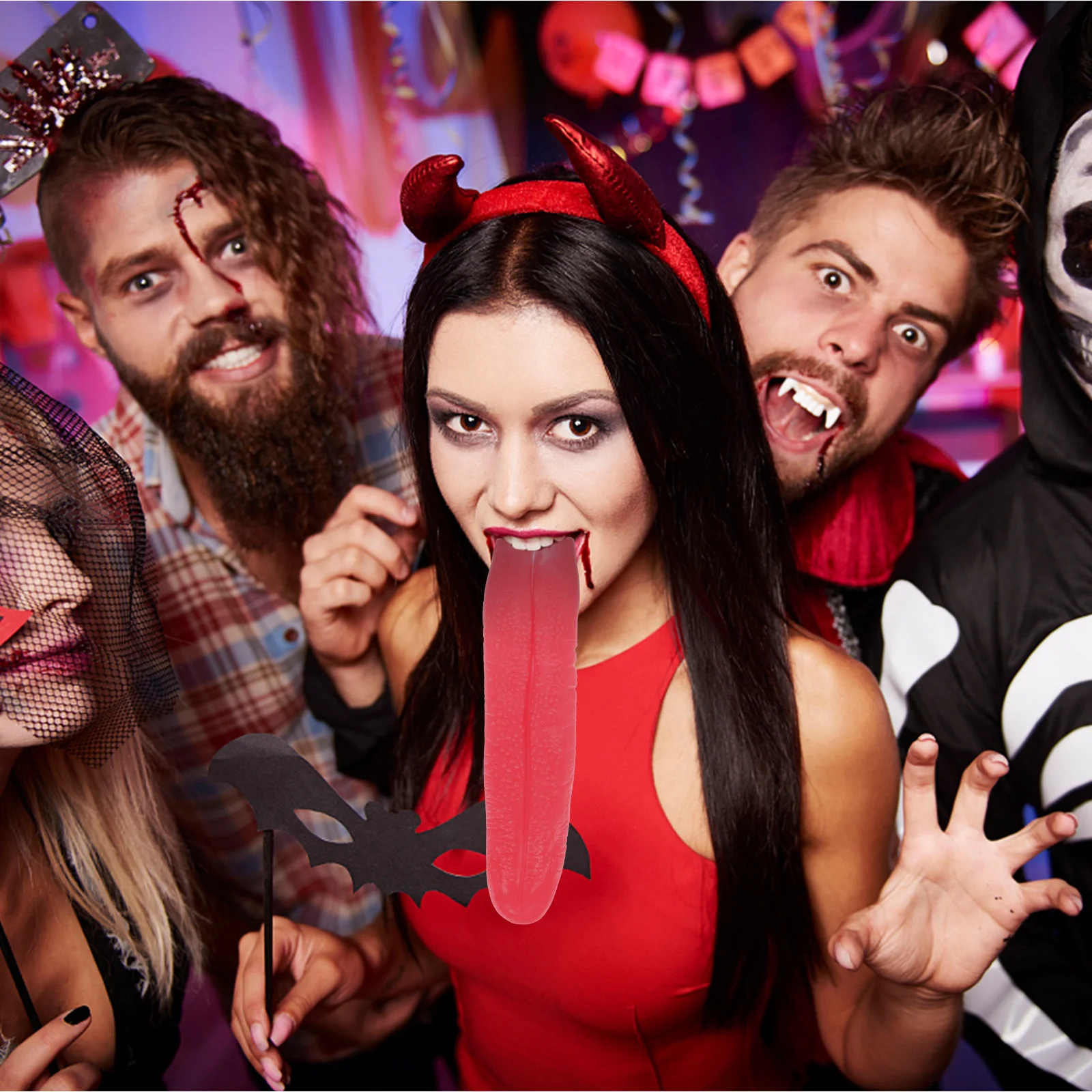 

Набор из 3 красных длинных ложных языков высокого качества для фестивалей, вечеринок, косплея и выступлений