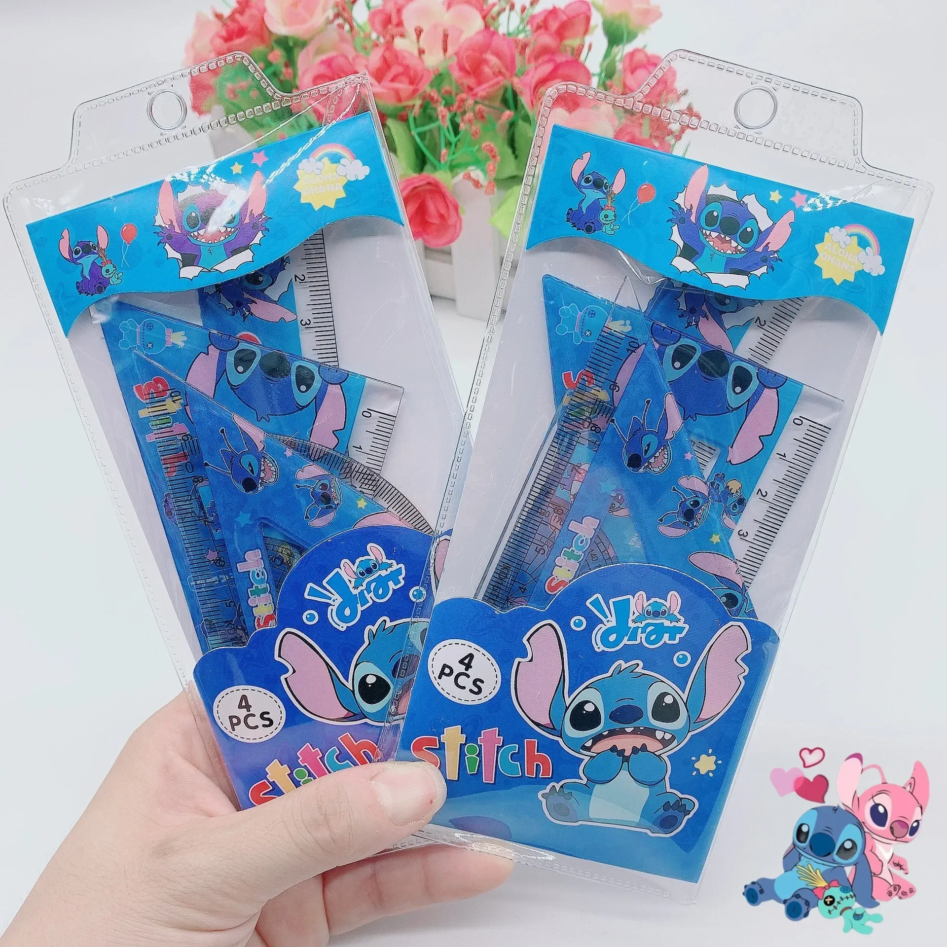 Zestaw linijek Disney Stitch Artykuły papiernicze do nauki dla uczniów Linijka Trójkąt Zestaw kątomierzy Przybory szkolne Prezent na Boże Narodzenie