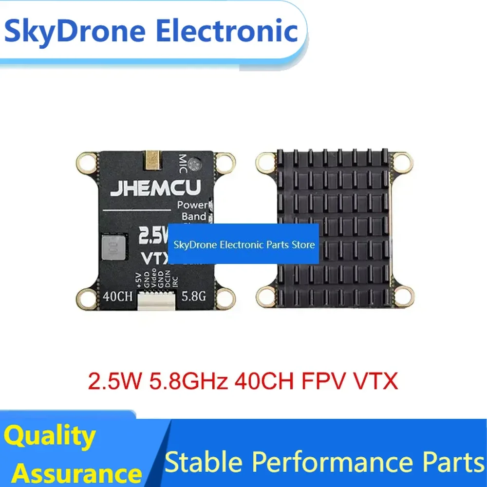 SkyDElJHEMCU 2.5W 5.8GHz 40CH FPV VTX Built-in Mic&Heat Sink Adjustable Power 2-6S 30x30mm Mod Part For Long Range RC Airplane F