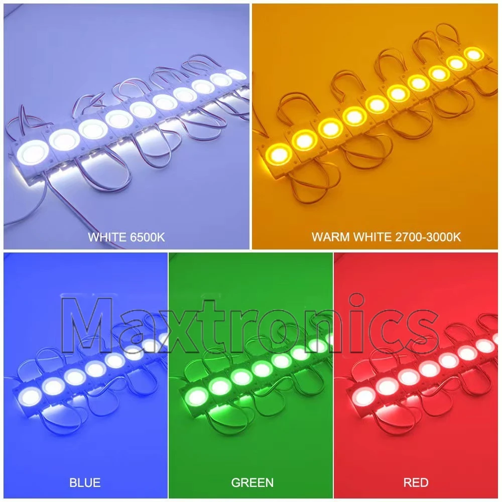20Pcs 12V/24V Multicolour COB LED Module Light WarmWhite/Red/Blue/Pink IP65 Waterproof for Shop Backlight Banner Christmas Decor