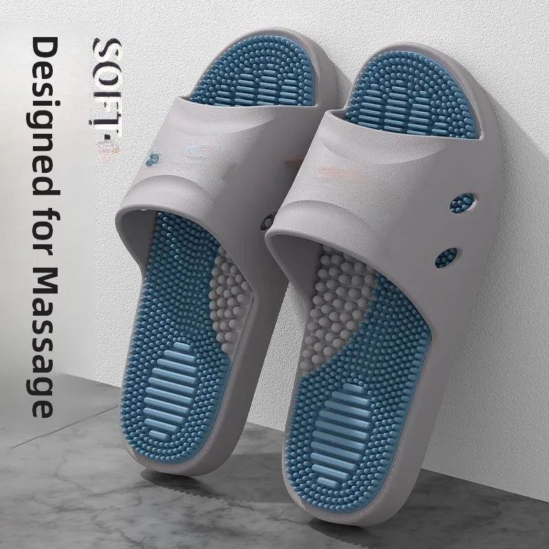 

Men's Massage Slippers Anti-Slip Bathroom Bathing Summer Home Indoor Comfortable EVA Material Thick Bottom Soft T-strap Slippers