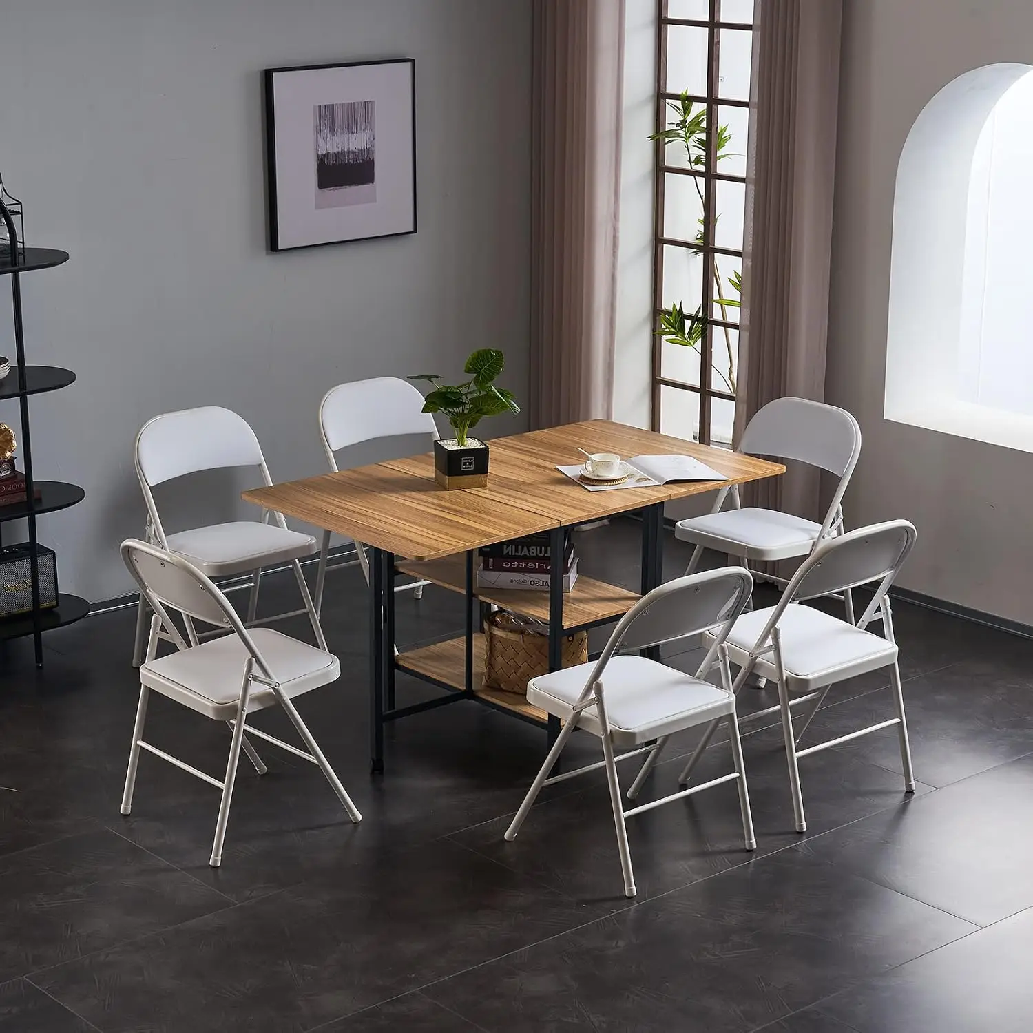 White Folding Chairs 10 Pack, Back Padded Folding Chairs with Cushion, Steel Frame, Portable Stackable Commercial Seat