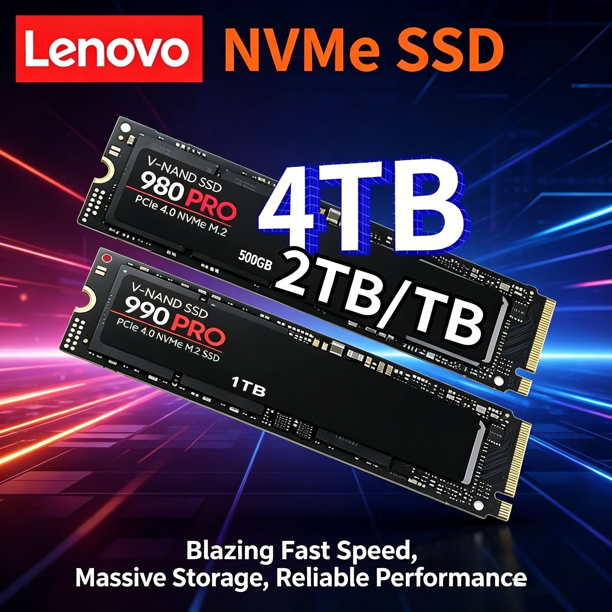 

Твердотельный накопитель Lenovo 990Pro/980Pro M2 SSD 1 ТБ, 2 ТБ, 4 ТБ, PCIe 4.0 NVMe, 7400 МБ/с, подходит для ноутбуков и настольных ПК