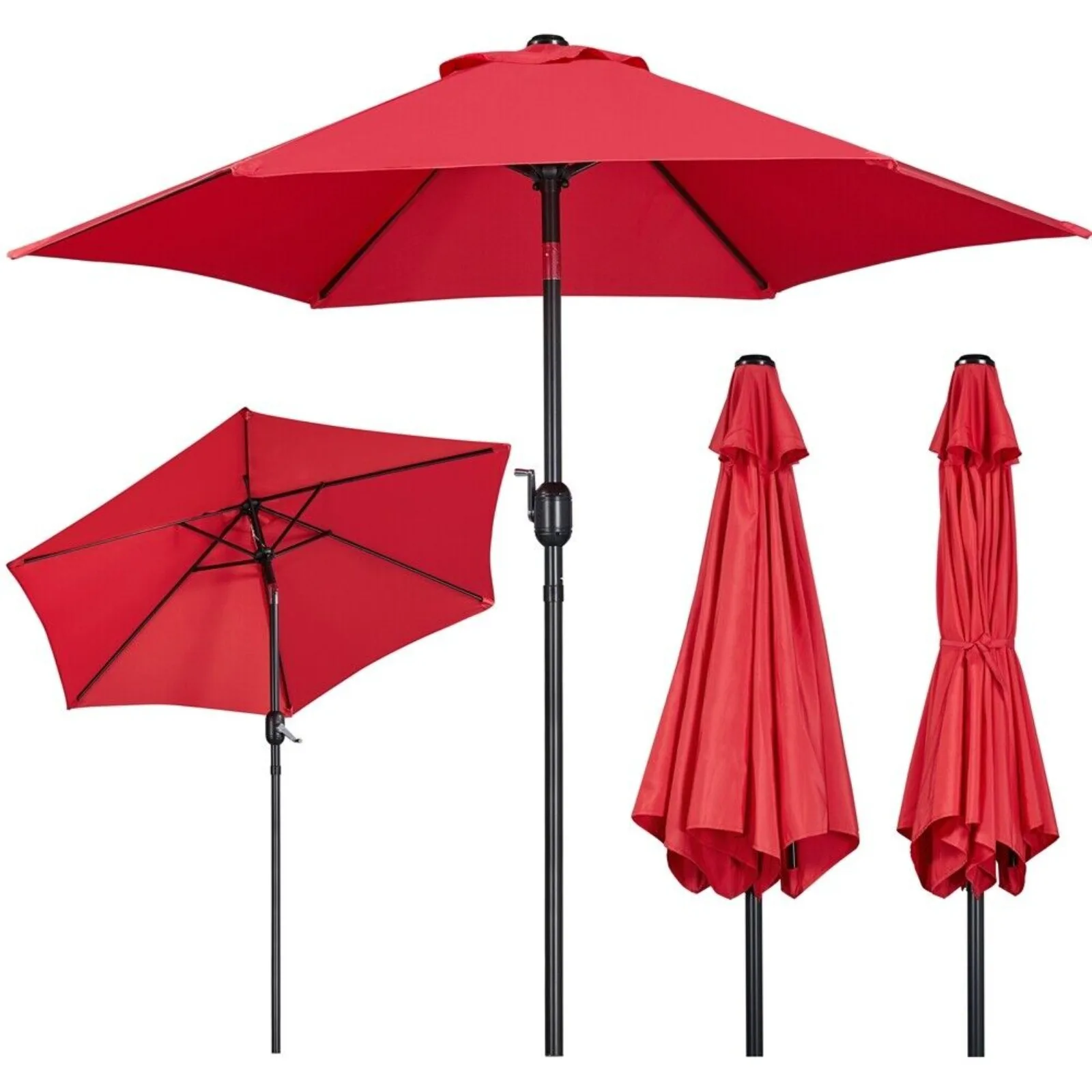 US 7.5/9/10/11FT Patio Umbrella Market Table Umbrella Outdoor w/Push Button Tilt