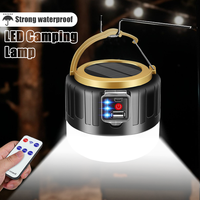 Led Solar Camping Light Remote Control Emergency Lights Waterproof Charging Tent Lamp Portable Lanterns for Outdoor Hiking BBQ