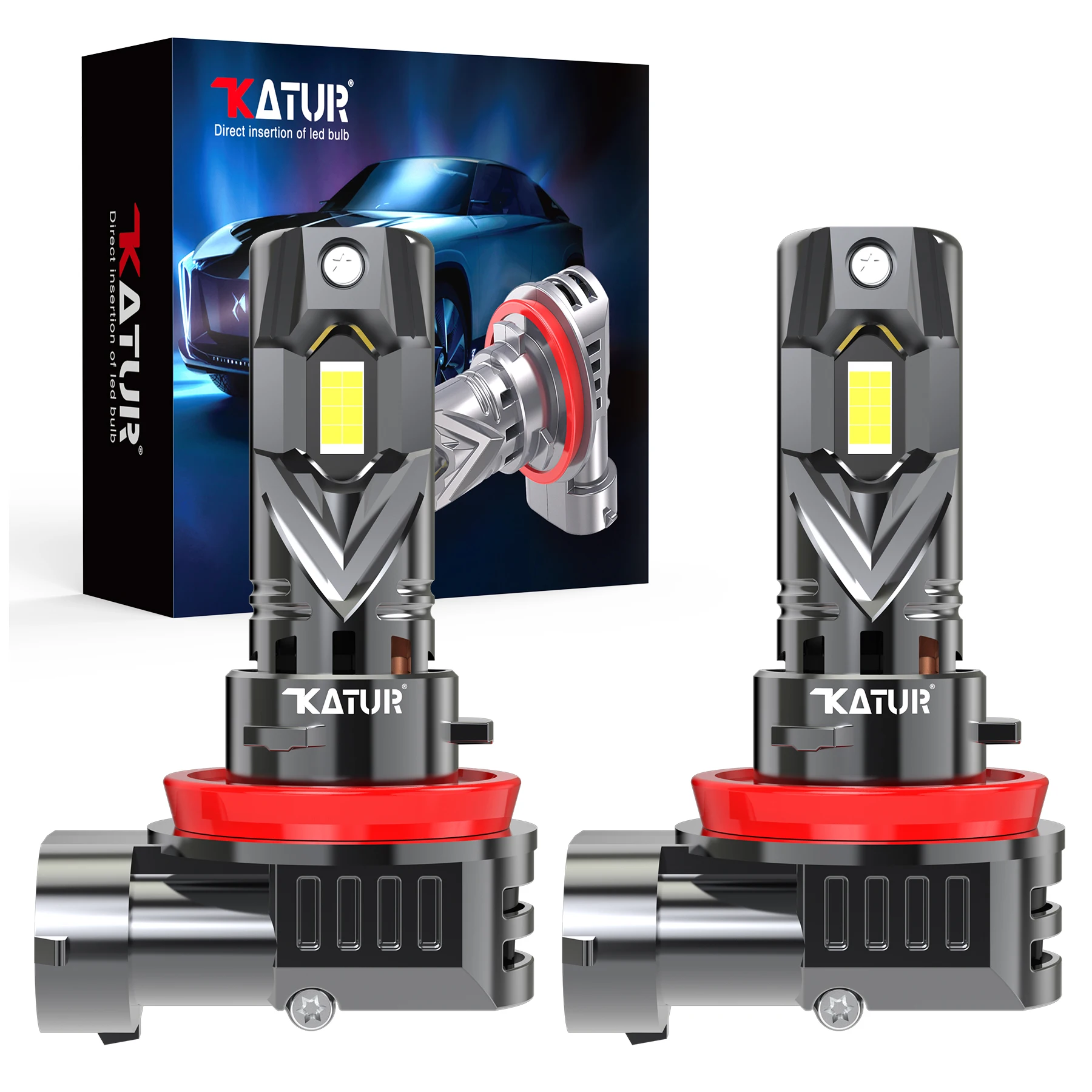 Katur 2x H8 H11 Car Led Bulbs Auto Headlight with Fan Turbo Diode No Adapter Required H9 H16 For Honda Civic Crv Fit Accord Jazz