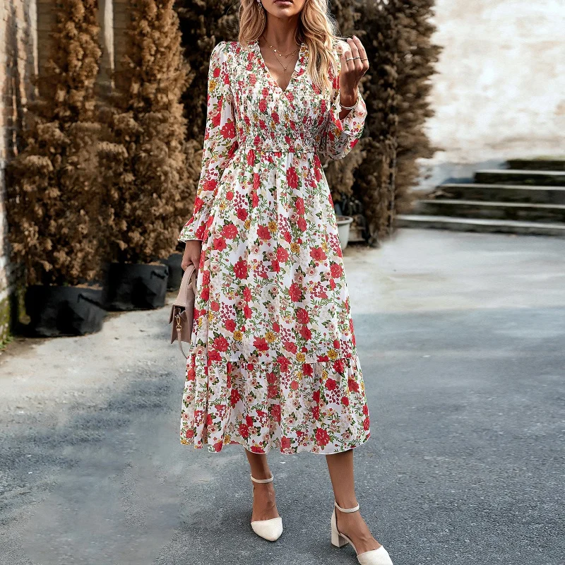 DY-Printed Dress with Temperament, Elegant, Independent Station, Autumn