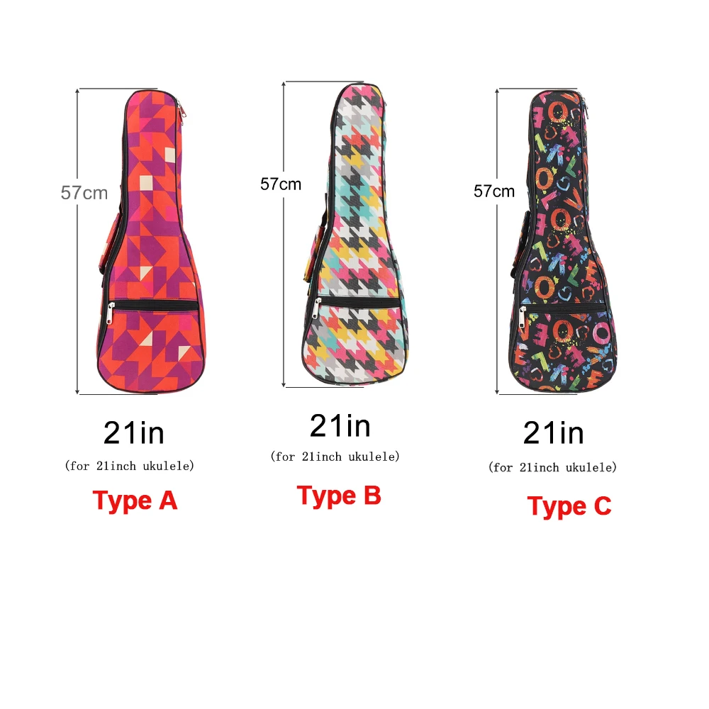 21 Inch Black Portable Ukulele Bag Soft Case 600D Oxford Fabric Monolayer Bag Single Shoulder Backpack Padded
