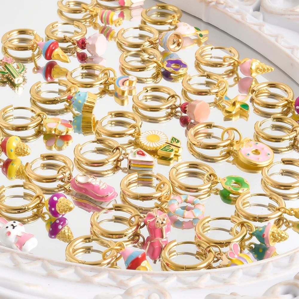 مضحك الجدة هوب أقراط صغيرة لطيف الكعك الآيس كريم كعكة الحلوى استرخى هوب هوجيز أقراط للنساء الفتيات فكرة هدية الموضة