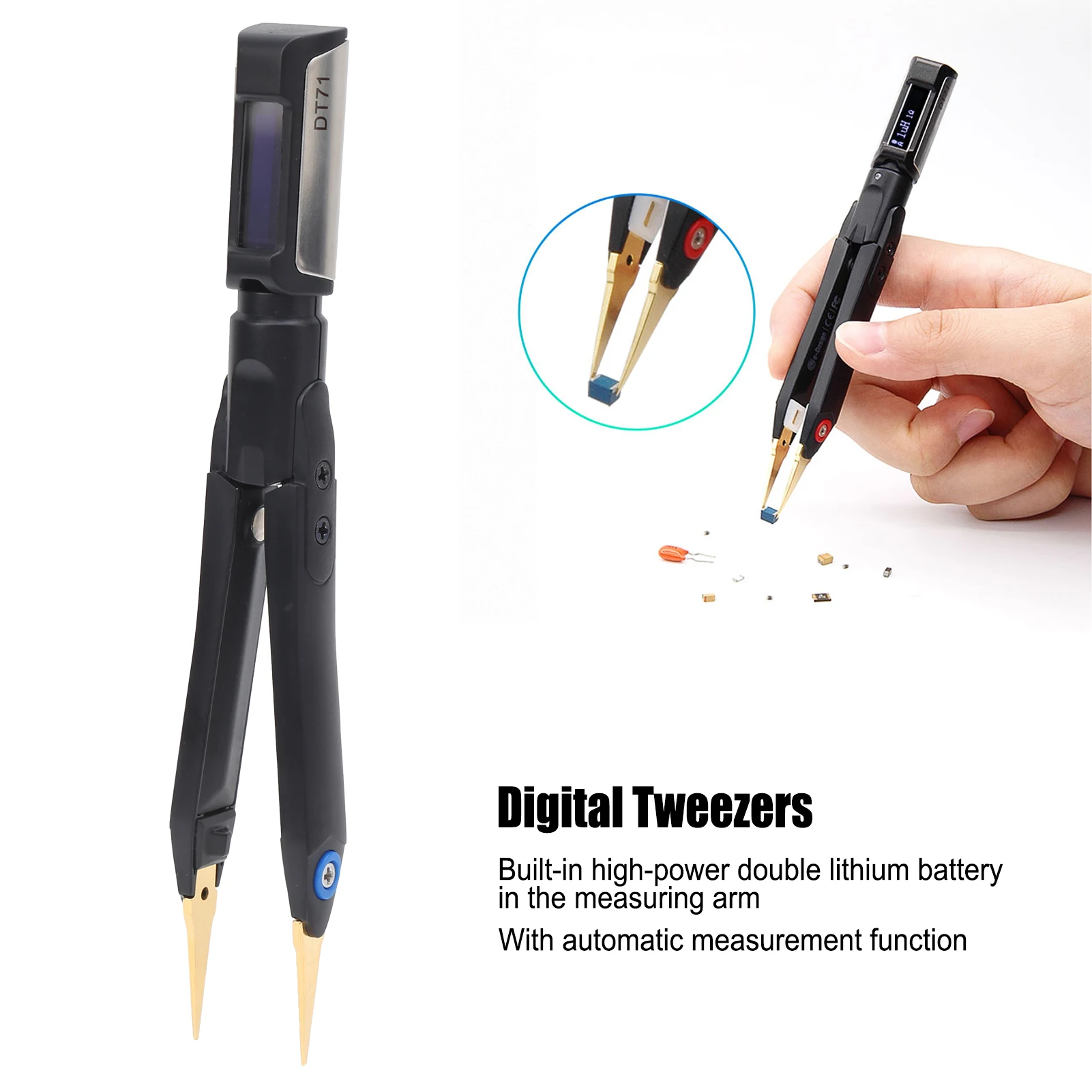 Mini Digital Tweezers with Automatic Measurement Function Multifunctional Tools DT71 Multifunctional Tweezers Digital Tweezers
