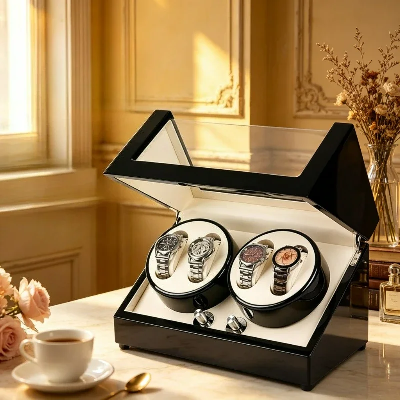 Wooden Jewelry Box Large Capacity Watch Ring Earring Storage Display Case with Lock Standing Organizer for Women 원목 보석함
