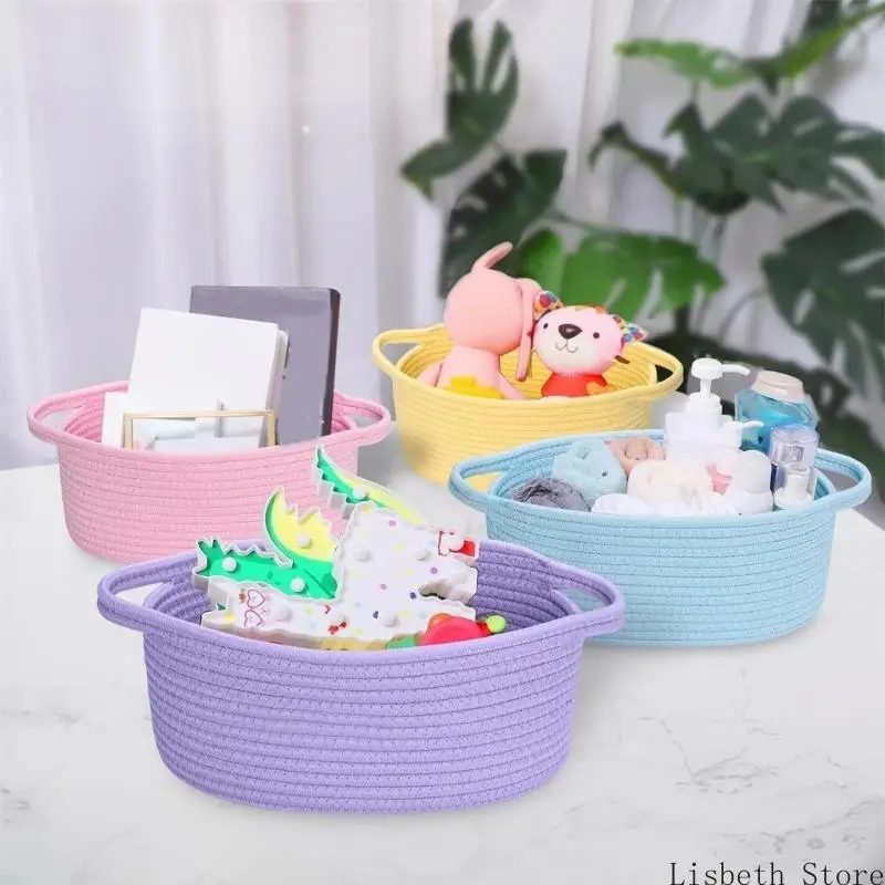Convenient Cotton Woven Holder Handwoven Cotton Rope Basket For Efficient Storage In Living Room, Bedroom, Or Office