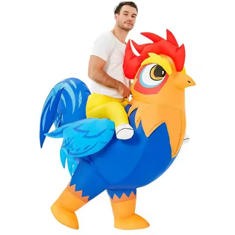 Chicken Costume Adult Inflatable Costume Ride On Blow Up Rooster Animal Suit Funny Halloween Thanksgiving Costume