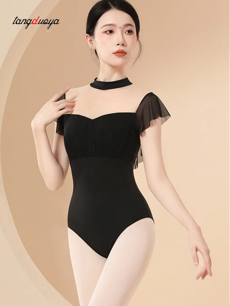 Women Ballet Leotard Short Sleeve Dance Leotard High Eelastic Gymnastic Bodysuit Teen Girls Balllerina Outfits for Dancing