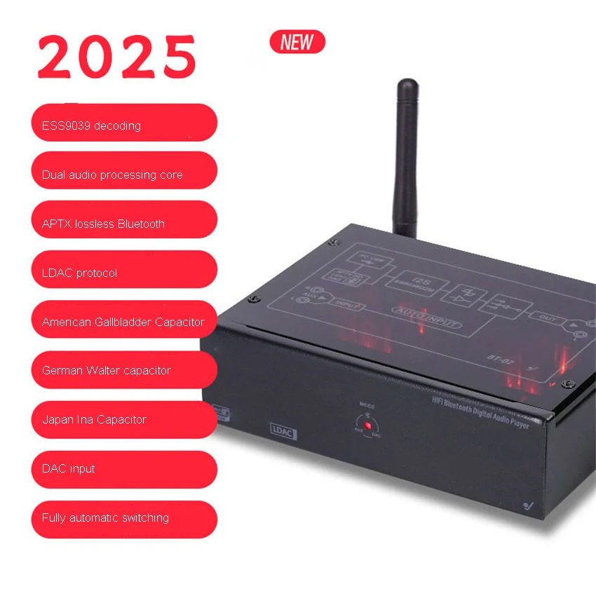 

Hifi Fever Level LDAC/APTX Lossless Bluetooth Player ESS9039 DAC Decoder 9038 Upgraded Version