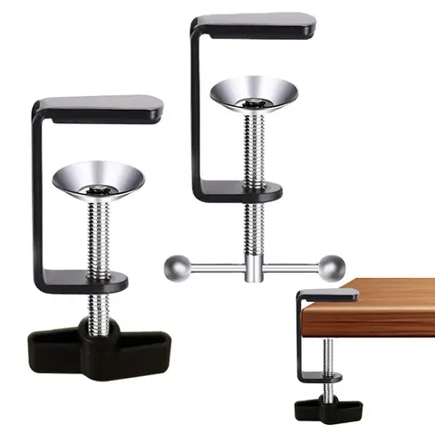 Metal C Shape Table Mount Clamp For Microphone Stand For Fittings Heavy-Duty Stainless Steel Construction With Non-Slip Pad