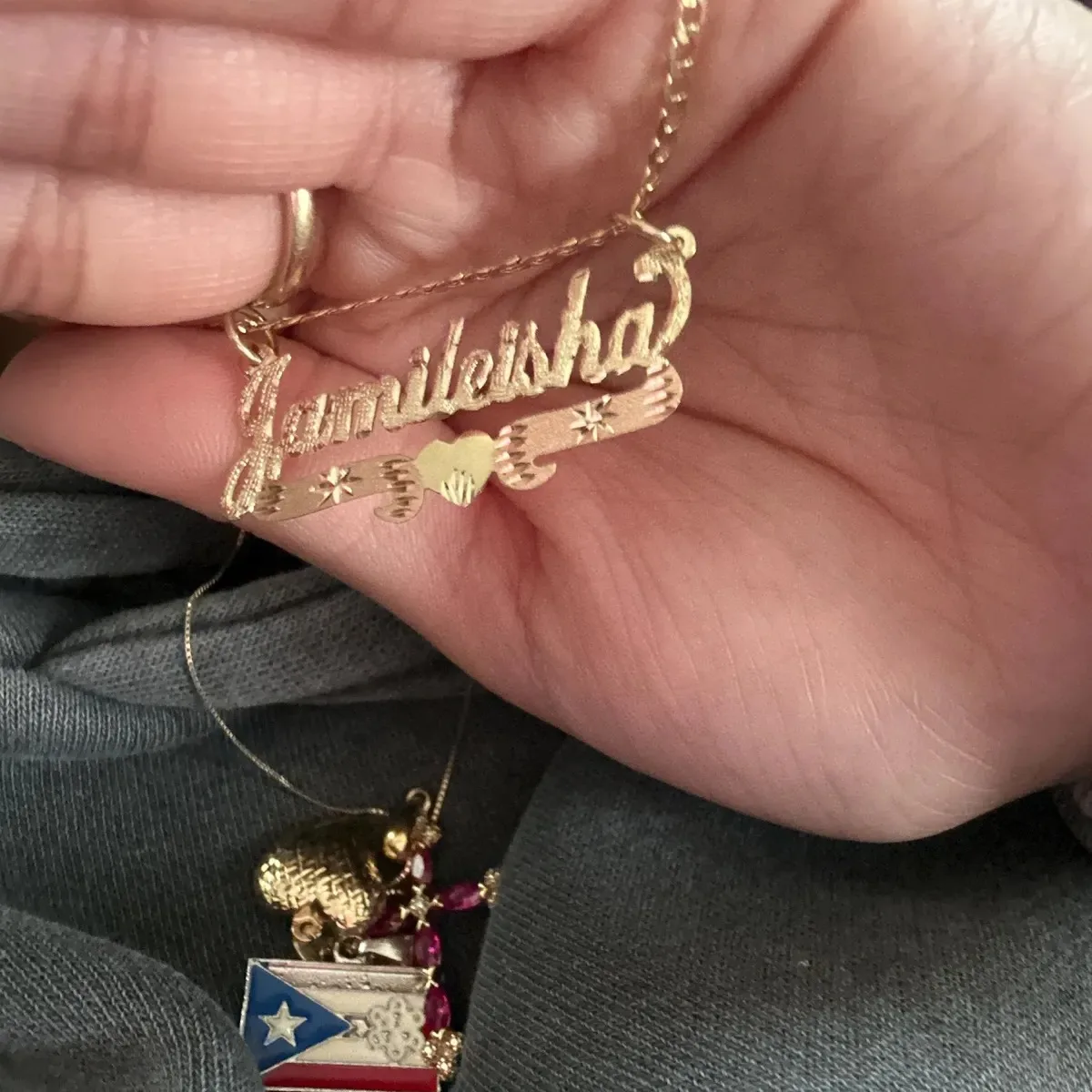 21 نمط شخصية 18 كيلو مطلية بالذهب تحت المبطنة لوحة اسم القلب نحت عميق مخصص اليدوية اسم قلادة هدية للنساء #4