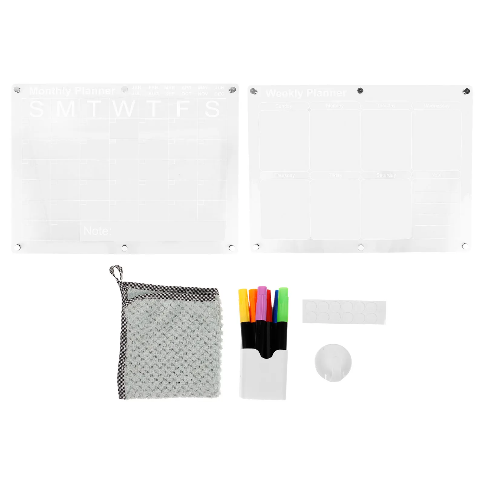 

1 set Fridge Calendar Board Clear Magnetic Dry Erase Transparent Acrylic Monthly Weekly Planner Sticker Refrigerator