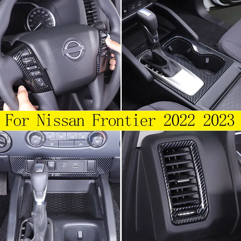 For Nissan Frontier 2022 Car Interior Central Control Air Outlet Steering Wheel Glass Lifting Button Decorative Frame Stickes