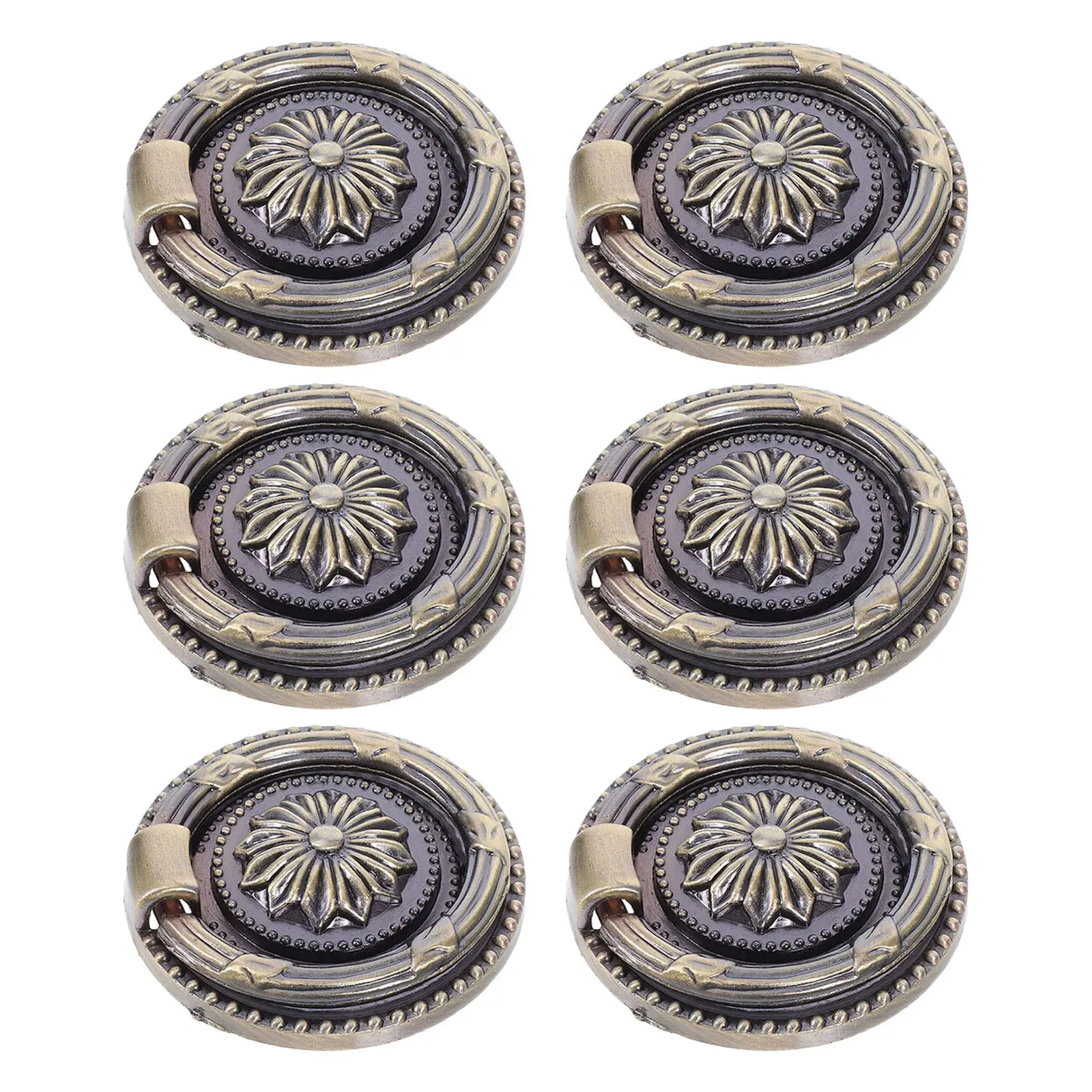 

6 Pcs Alloy Drawer Pull Knob Antique Dresser Pulls Handle Cabinet Retro Handles For Drawers Furniture Door For Home Hotel Hotel