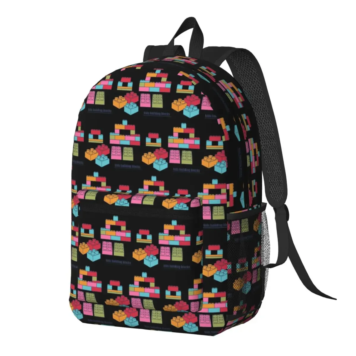 Colorful Building Block Print Backpack Daypack Large Capacity Boys Girls BookBag School Bag Shoulder Bags for Men Women