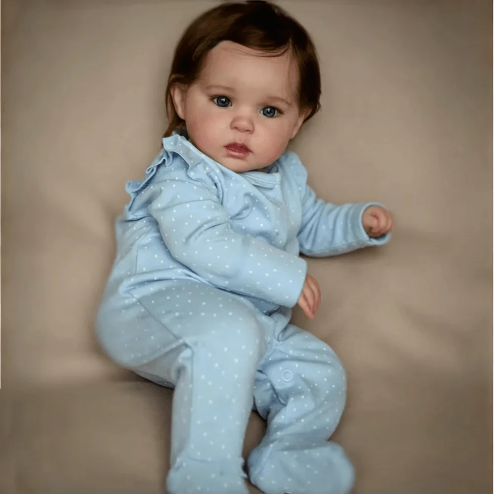 BZDOLL 48CM Lifelike Cloth Body Doll 3D Skin Blood Vessel Design Sweet Reborn Baby Doll, Princess Toddler Toy for Girls Birthday