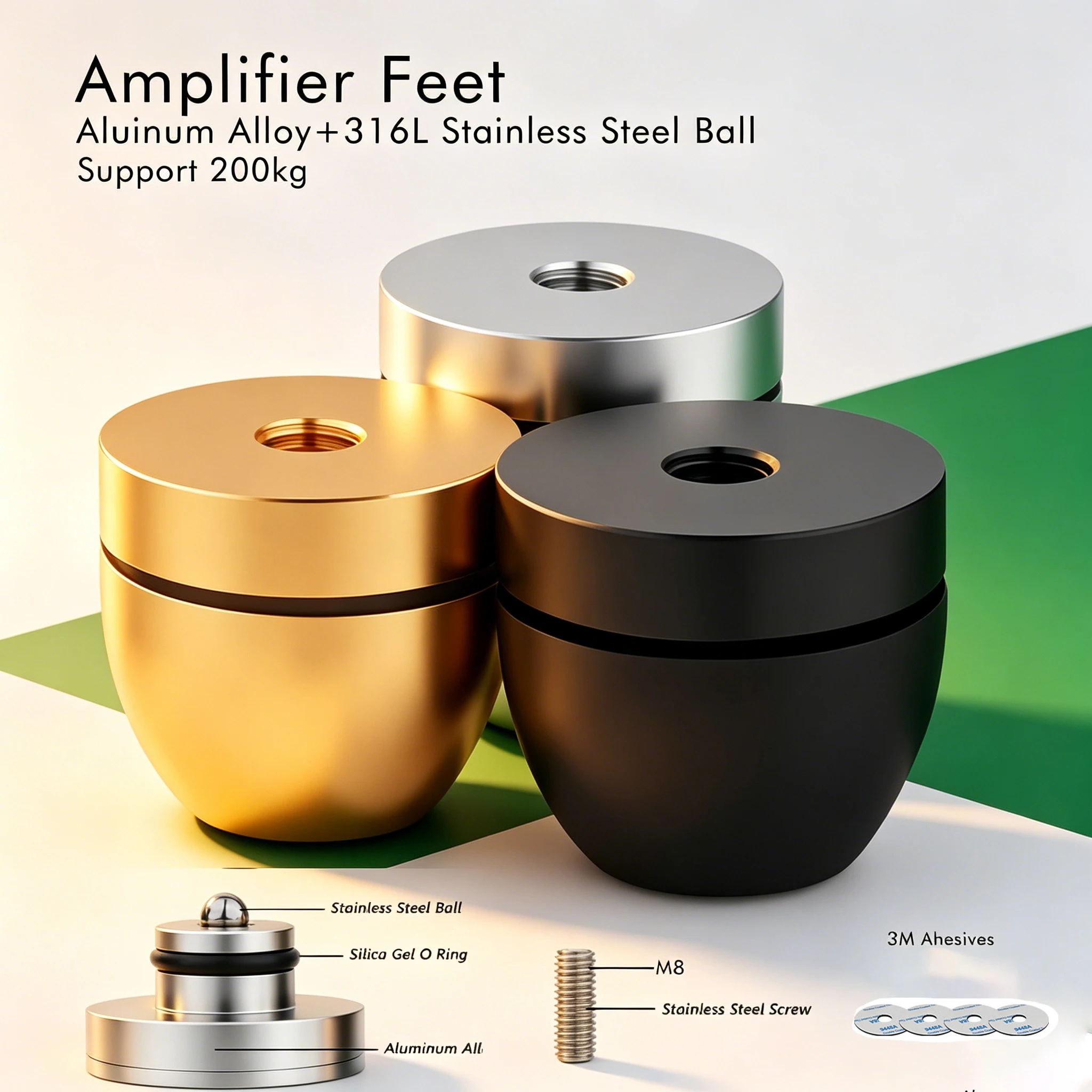 4Pcs Amplifier Feet Stand Ball Beads Aluminum Stainless Steel Isolation Speaker Feet Audio Shock Absorber Subwoofer Legs 33×30mm