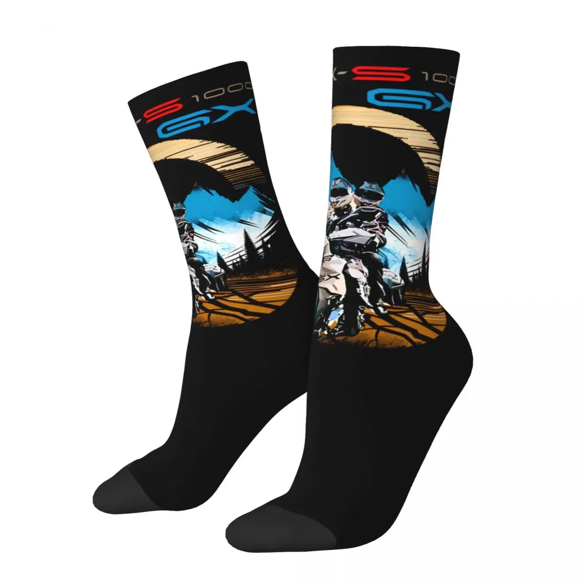 

Funny Crazy Sock for Men Stylish Hip Hop Vintage New GSX S1000 Happy Seamless Pattern Printed Boys Crew compression Sock