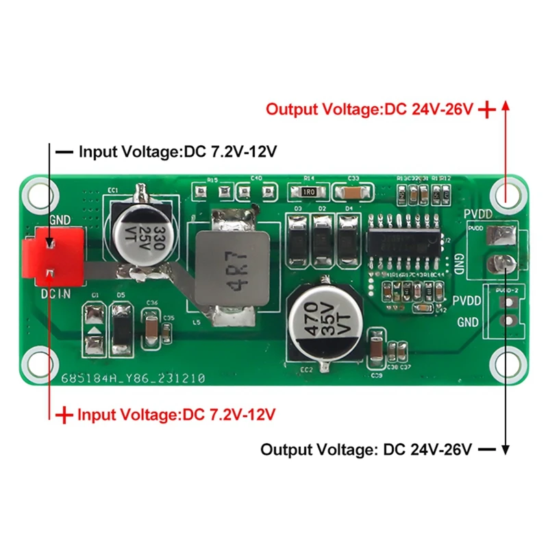 6A Current High Power Amplifier Boost Board DC-DC Boost Power Module Board Voltage 7.2-12V To 24V