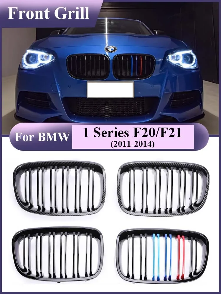 

For BMW 1 Series F20 F21 2011-2014 Carbon Fiber Air Front Bumper Kidney Grille Diamond Stars M Style Grill 116i 118i 120i 125i