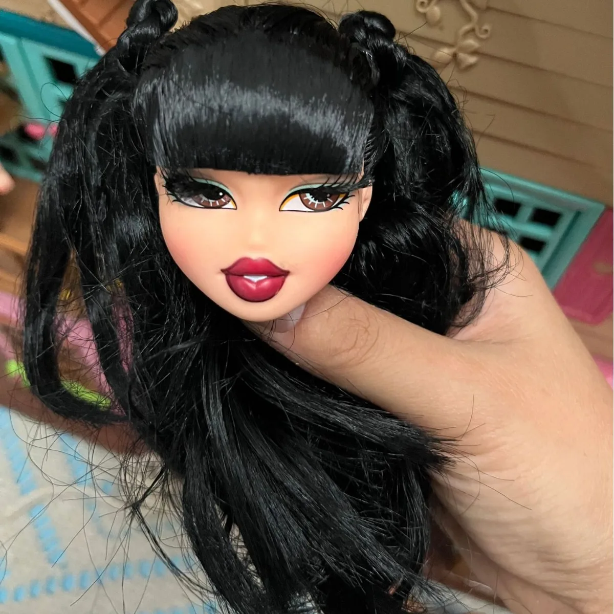 Anime Kawaii Bratz Bates parti di ricambio testa con capelli Cartoon Cute JADE CLOE Model Bulk Cargo Accessory Toy regali fai da te