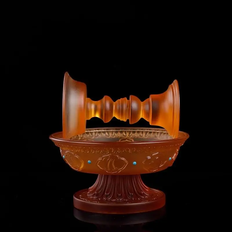 Ancient glass water supply cup glass eight auspicious wine glass household ornament