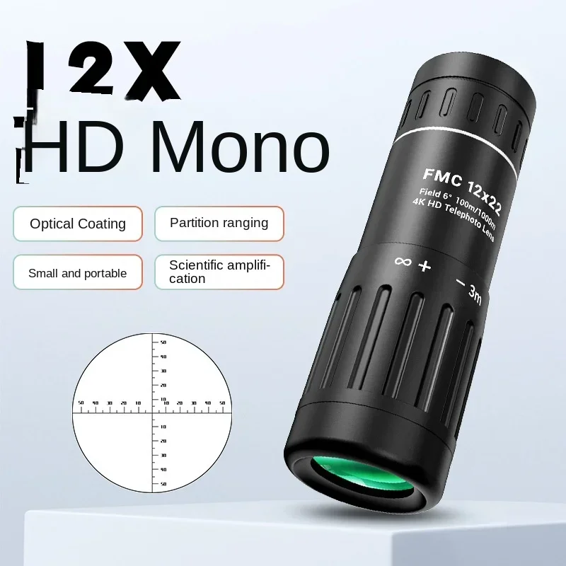 New Mini 12 ×22 Range-measuring Monoculars Military HD Sniper Outdoor Portable Camping Mountain Hiking View Telescope